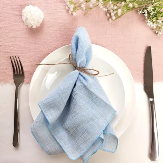 10PCS Terracotta Sewing Cotton Cloth Sky Blue Napkins