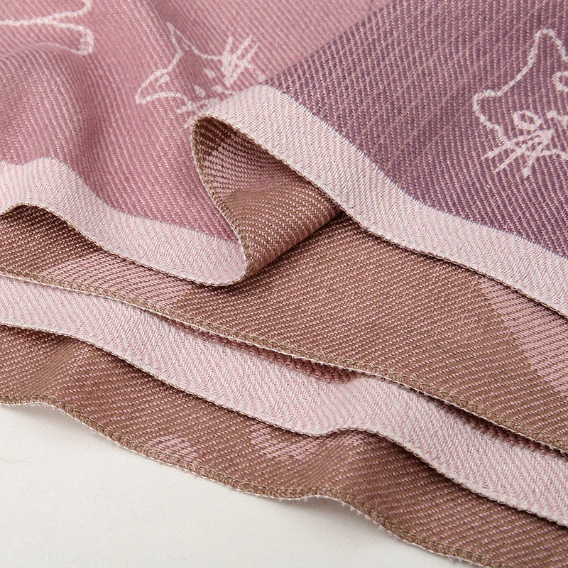 Cute Cartoon Cat Printing Warm Shawl Cashmere Women's Scarf - Image 4