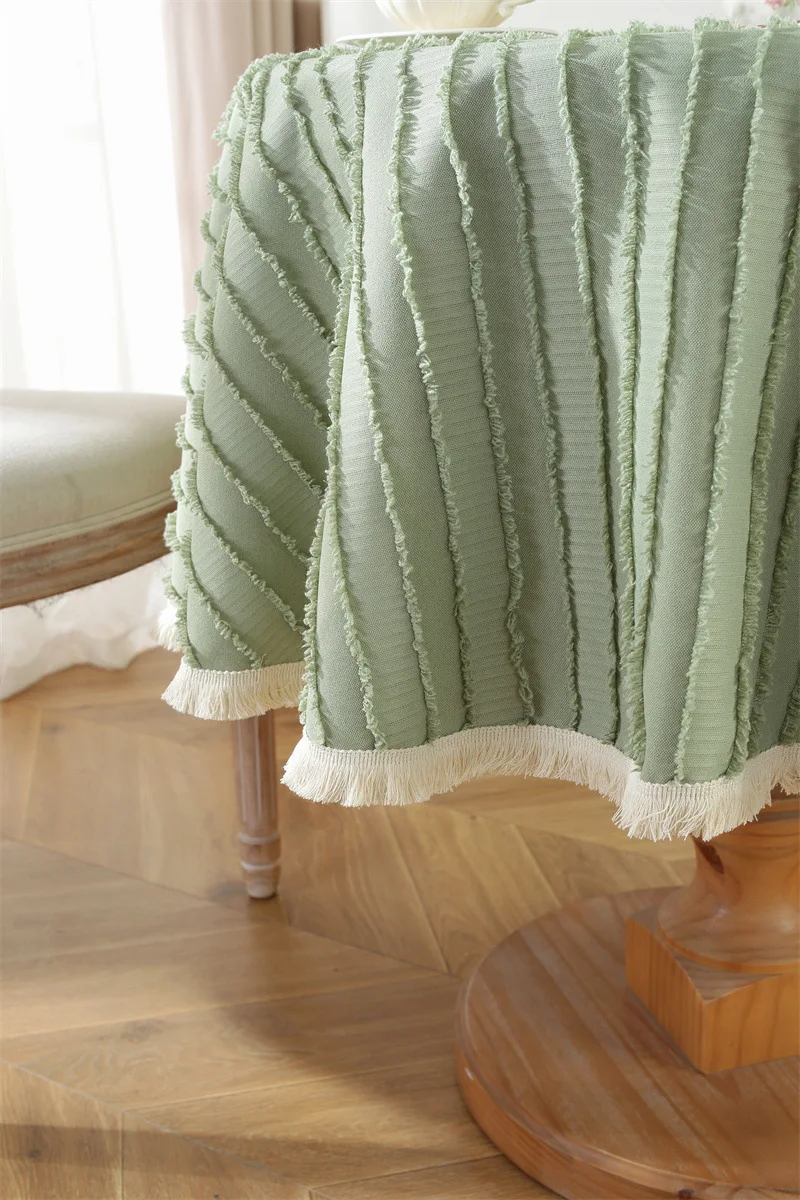 Round Avocado Green Cut Flower Coffee Table Cover - Image 4