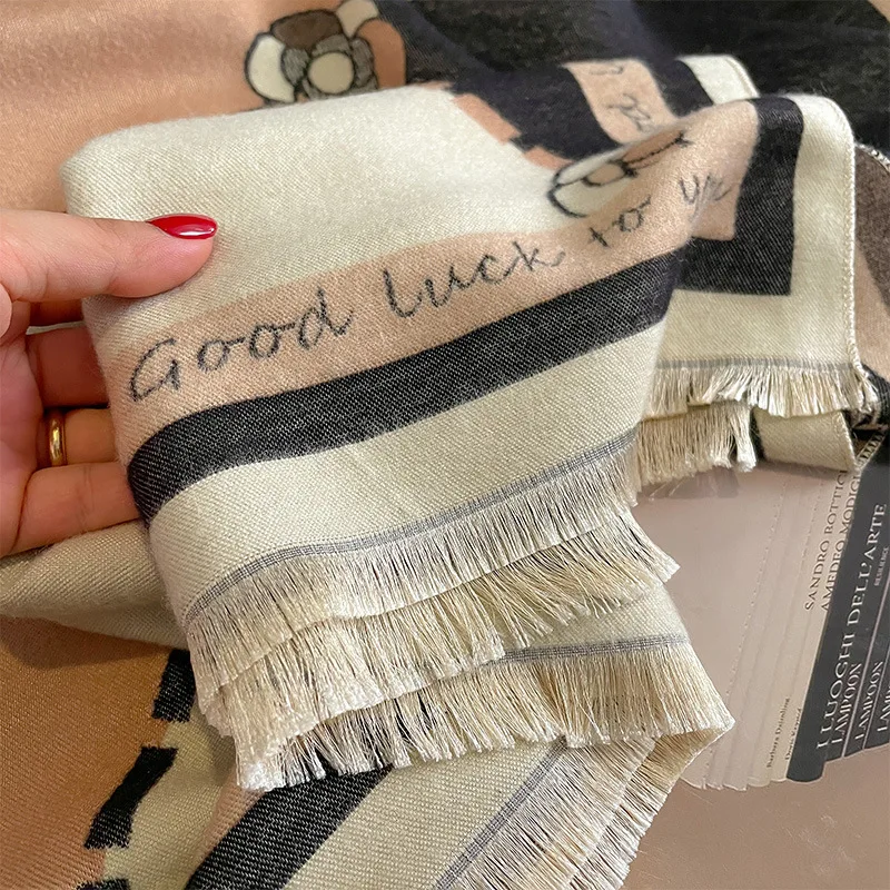 Luxury Double Sided Cashmere Warm Female Winter Scarf - Image 4
