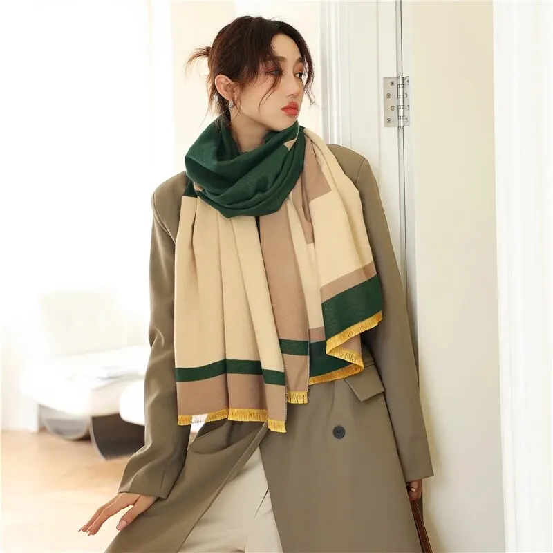 Warm Cashmere Luxury Geometry Print Women Scarf - Image 5