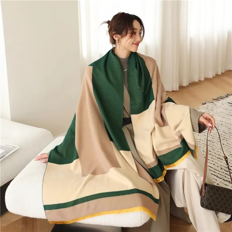 Warm Cashmere Luxury Geometry Print Women Scarf - Image 2