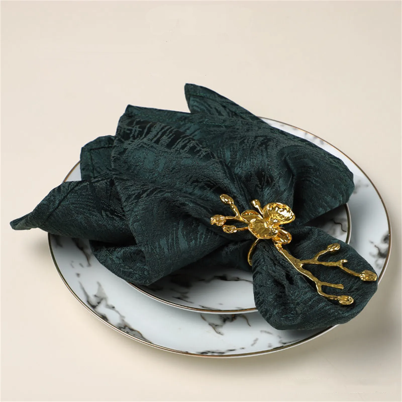 Set of 4 Luxury Dark Green Serving Napkins - Image 2