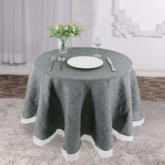 Round Gray Lace Elegant Tablecloths Dining Table Covers