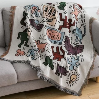 Textile City Ins Jigsaw Puzzle Throw Blanket Jacquard Weave Graffiti Sofa Blanket