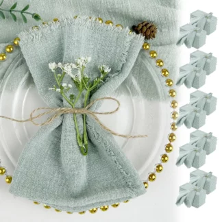 10PCS Retro Sage Green Gauze Cotton Napkin, 32x32cm