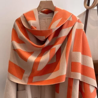 Geometric Print Warm Cashmere Scarf for Women