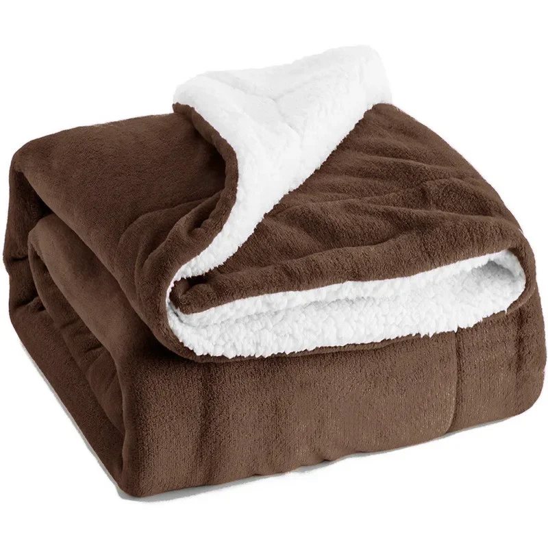 Sherpa Fleece Double Sided Wool Lightweight Throw Blanket - Image 7