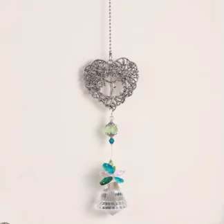 Crystal Alloy Love Heart Tree Of Life Pendant Suncatcher Home Hanging Decorations