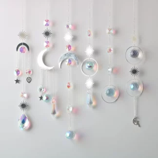 1PC AB Crystal Wind Chimes Moon Suncatcher Hanging