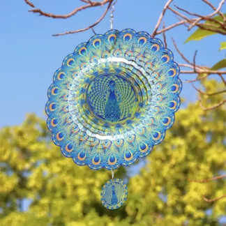 3D Rotating Wind Spinning Peacock Wind Chime Suncatcher