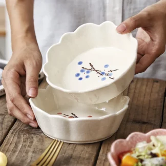 Japanese Handpaiting Plum Ceramic Bowl