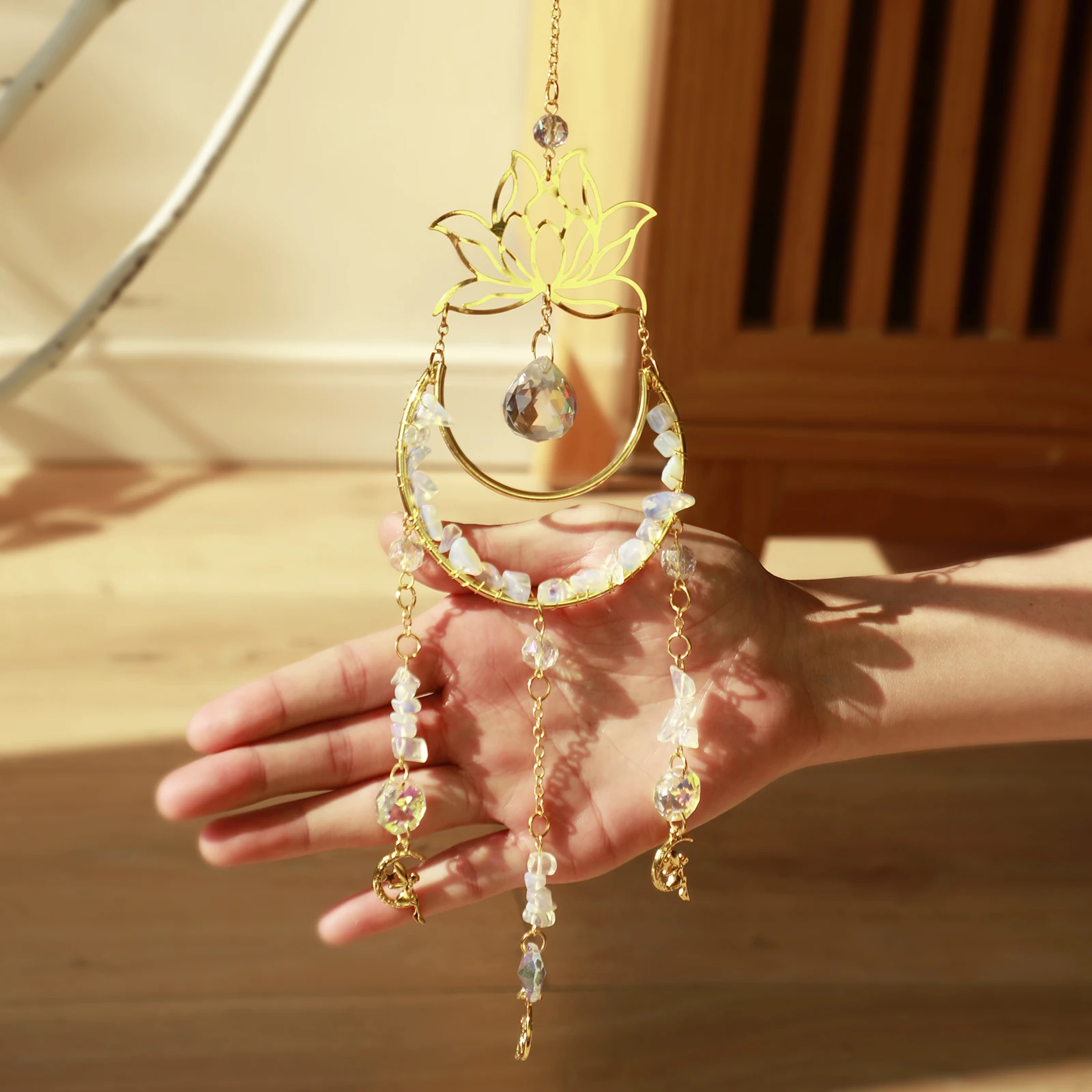 Crystal Lotus Flower Hanging Suncatcher Home Decoration - Image 2