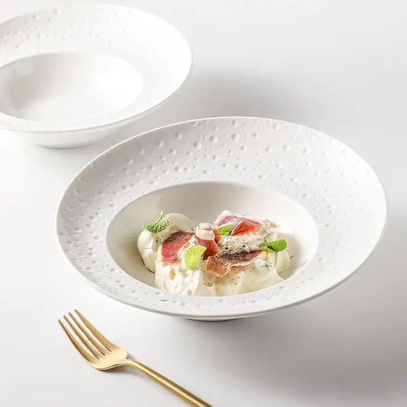 European Style White Ceramic Dinner Plate - Image 2