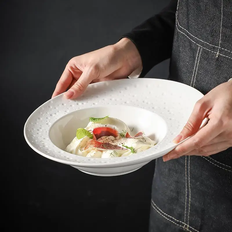 European Style White Ceramic Dinner Plate - Image 3