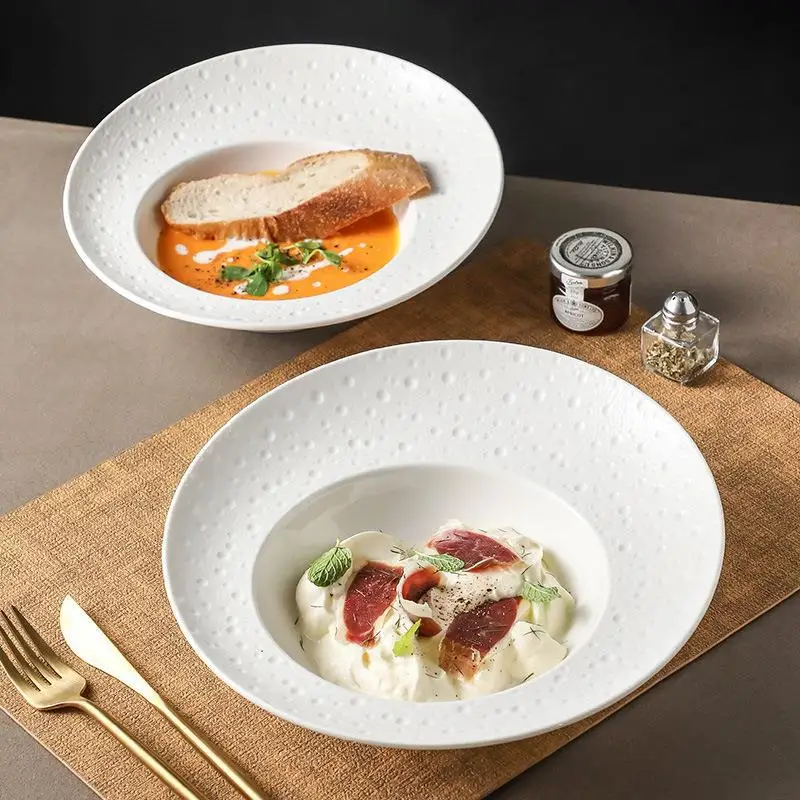 European Style White Ceramic Dinner Plate - Image 4