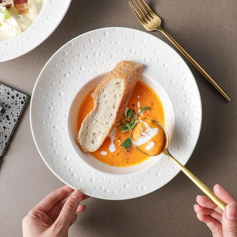 European Style White Ceramic Dinner Plate - Image 5