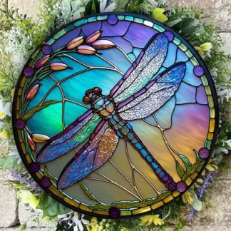 Colorful Glass Pattern Dragonfly Stained Window Hangings Suncatcher