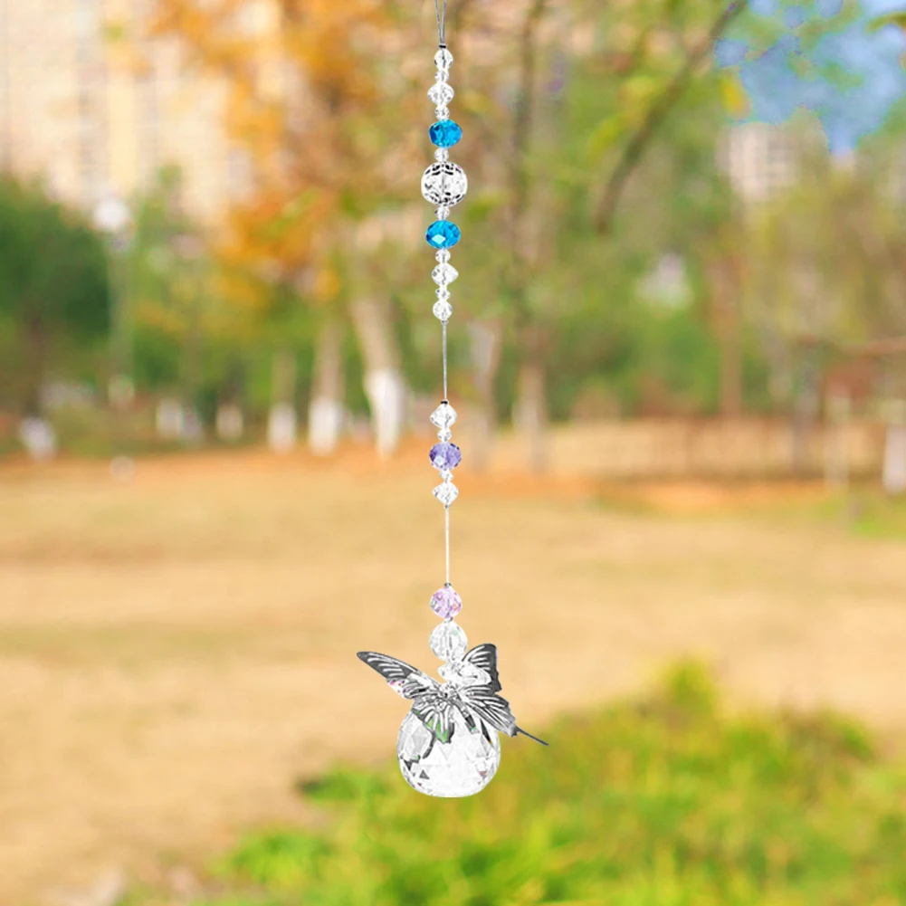 Metal Butterfly Hanging Crystal Prisms SunCatcher for Window Home Garden - Image 3