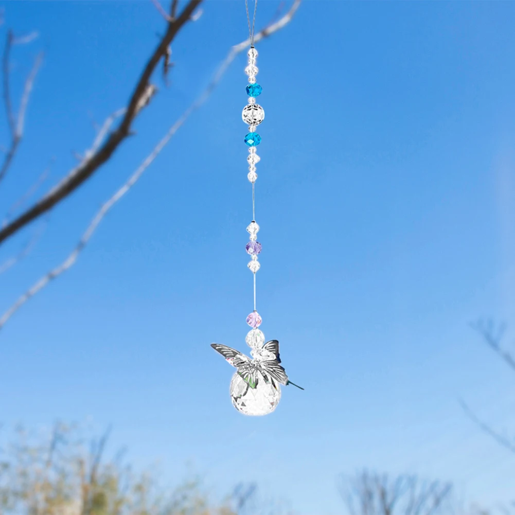 Metal Butterfly Hanging Crystal Prisms SunCatcher for Window Home Garden - Image 4