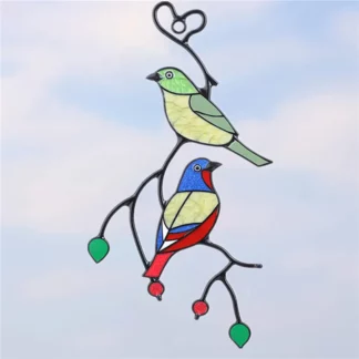 Mini Stained Colorful Hummingbird Bird Metal Suncatcher Hanging Decoration