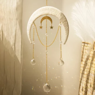 Hanging Prism Crystal Moon Suncatcher Dream Catcher Home Decoration