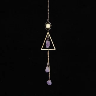 Natural Crystal Original Stone Amethyst Wind Chime Suncatcher