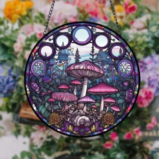 Stained Acrylic Mushroom Suncatchers for Window Decoration