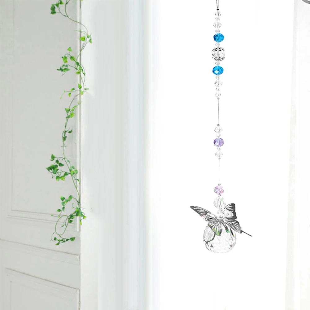 Metal Butterfly Hanging Crystal Prisms SunCatcher for Window Home Garden - Image 2