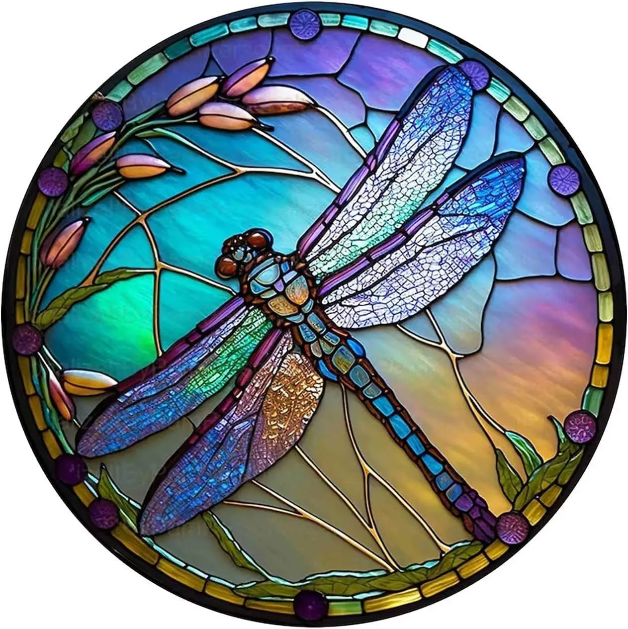 Colorful Glass Pattern Dragonfly Stained Window Hangings Suncatcher - Image 2