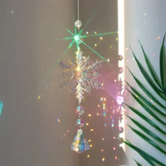 Crystal Snowflake Hanging Suncatcher Pendant Wind Chimes for Window Decoration