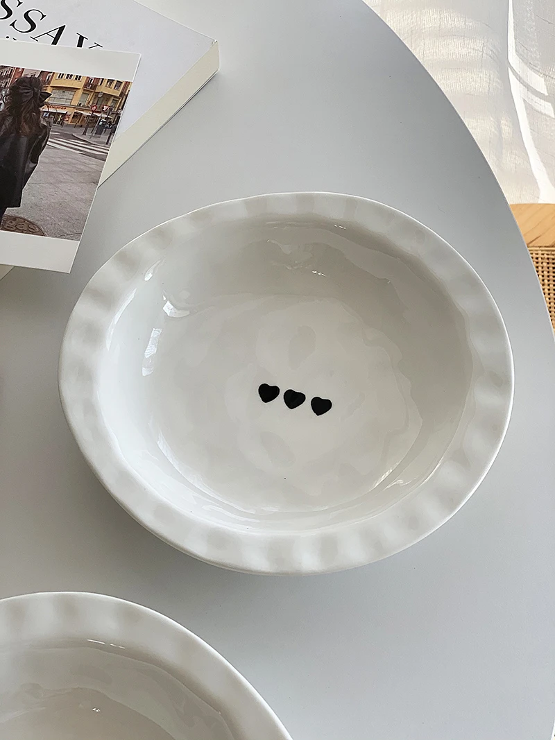 Korean INS Style Ceramic Straw Hat Soup Deep Plates - Image 3