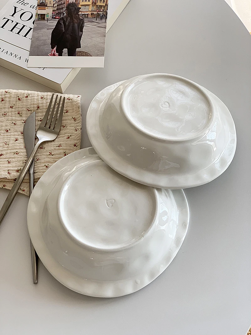 Korean INS Style Ceramic Straw Hat Soup Deep Plates - Image 4