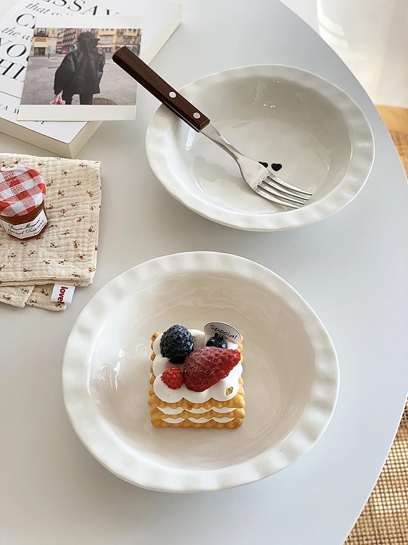 Korean INS Style Ceramic Straw Hat Soup Deep Plates - Image 5