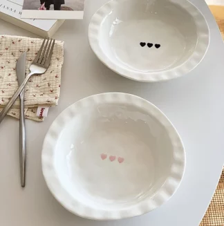 Korean INS Style Ceramic Straw Hat Soup Deep Plates