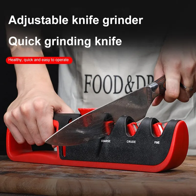 Black/Red Stainless Steel Kitchen Facilitative Sharpener Professional Tool - Image 3