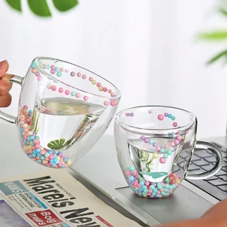 Double Walled Cute Glass Cup