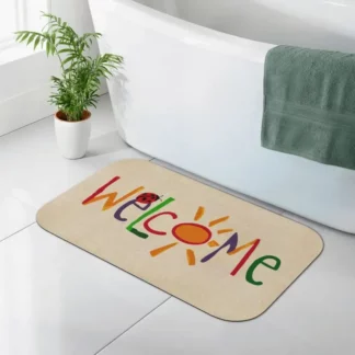 Colorful Welcome Graphic Non-slip Seasonality Quick-Dry  Door Mat