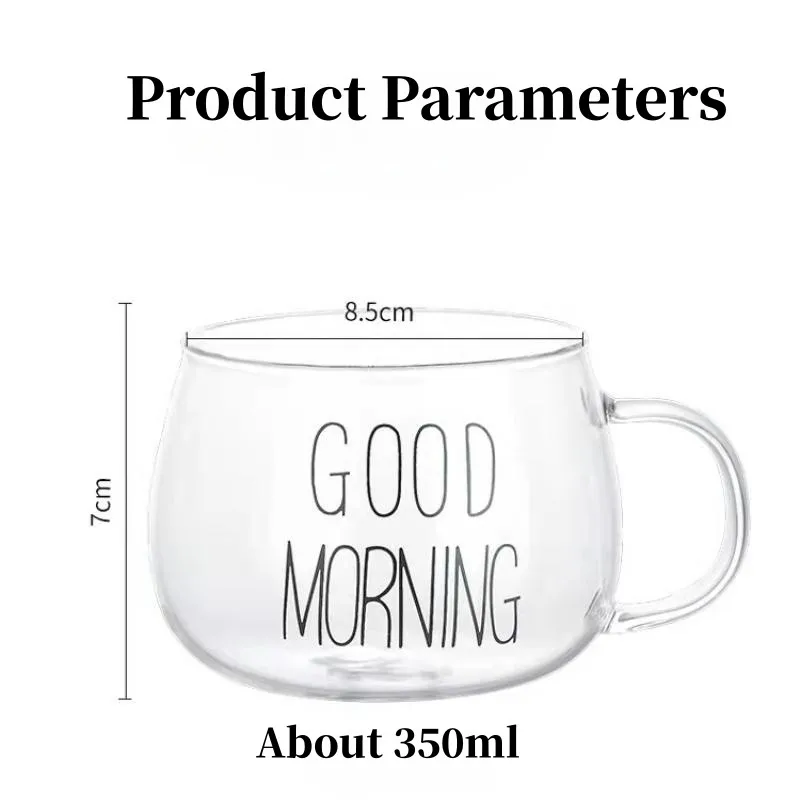 350ml Letter Printed Transparent Creative Glass Coffee Tea Cup - Image 5
