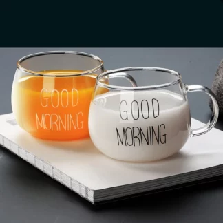 350ml Letter Printed Transparent Creative Glass Coffee Tea Cup