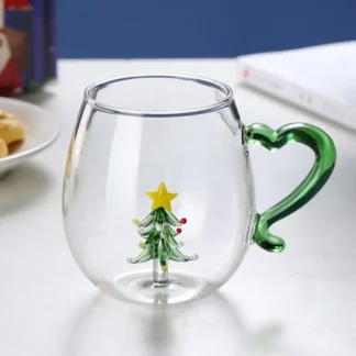 3D Christmas Tree Drinking Glass Cup 400ml