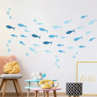 42pcs/set Ocean Blue Fish Vinyl Wallsticker for Room Decoration