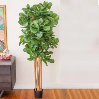 Artificial Plant Nearly Natural 7ft, Fiddle Leaf Fig Artificial Tree for Indoor and Outdoor Decoration