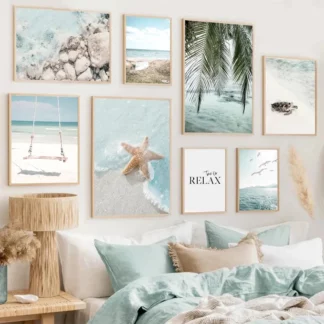 Beach Vacation Theme Canvas Poster Wall Art for Home Decoration (3PCS/Set)