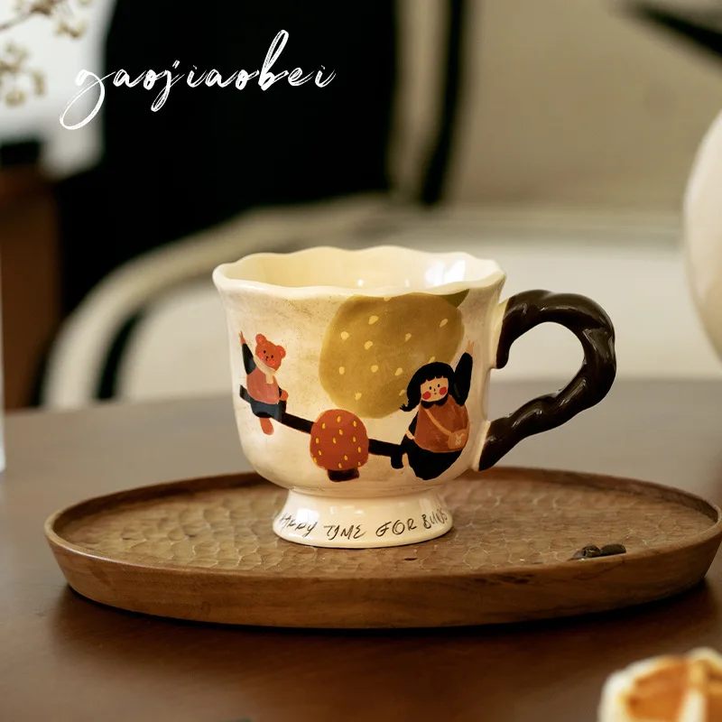 300ML Vintage Happy Playground Joint Ceramic Cup - Image 6