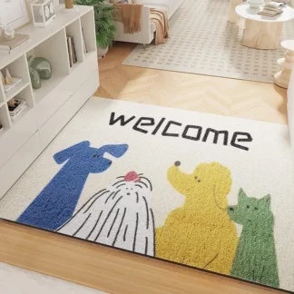 Cartoon Happy Dog Welcome Coil Non-slip Entrance Door Mat