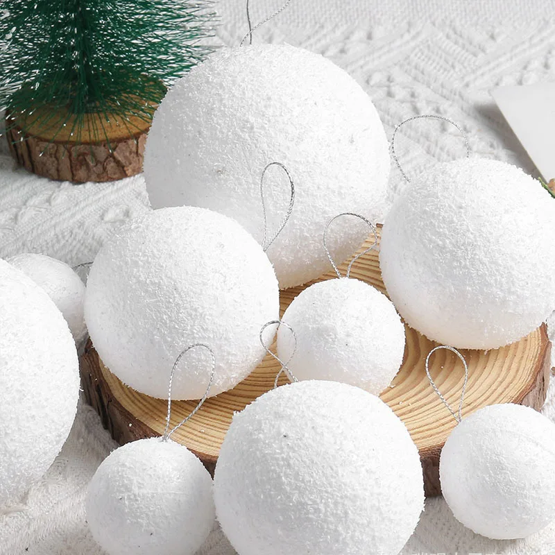 18PCS Christmas White Foam Snowballs Ornaments for Xmas Decoration - Image 2