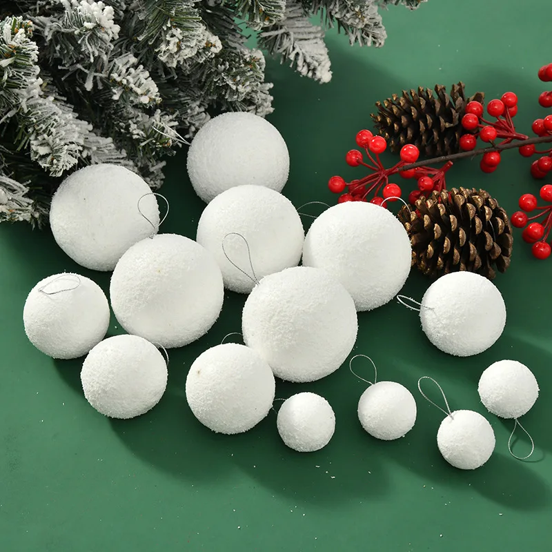 18PCS Christmas White Foam Snowballs Ornaments for Xmas Decoration - Image 3