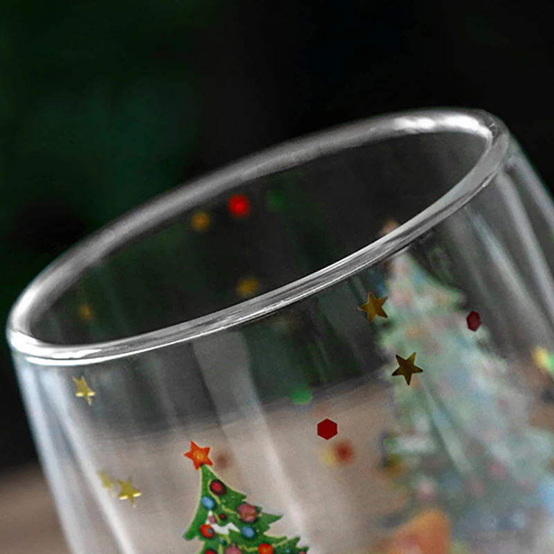 300ML Double Wall Christmas Tree Glass Cup - Image 6
