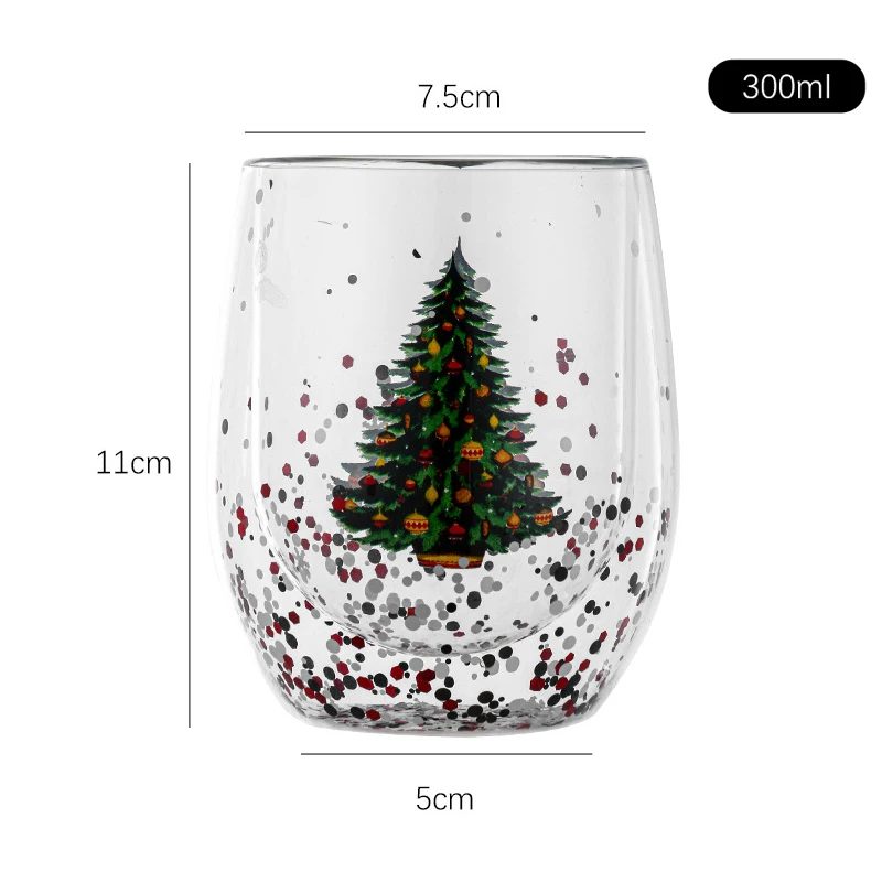 300ML Double Wall Christmas Tree Glass Cup - Image 7